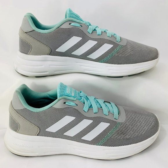 Adidas Cloudfoam Womens Shoes Size 8 Athletic Sneakers HWA 1Y3001 Gray Torquoise - Picture 5 of 8